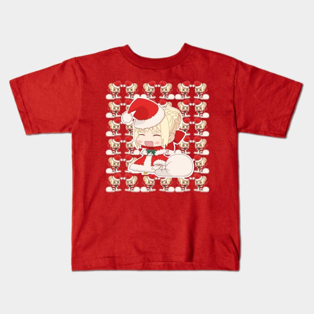 CUTE CHIBI SANTA SABER NERO 3 from FATE GRAND ORDER Kids T-Shirt by zerooneproject